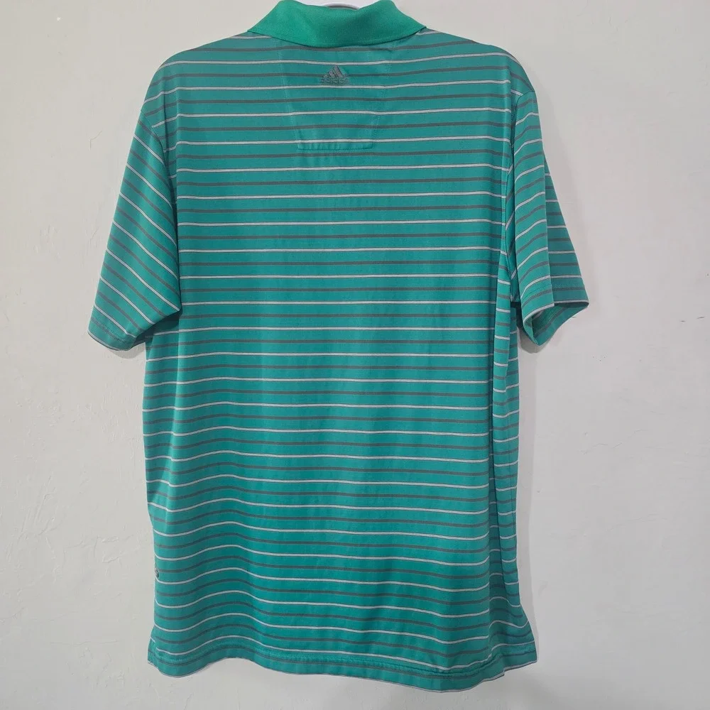 Adidas ClimaLite‎ Golf Polo Shirt Striped Short Sleeve The Territory Mens M